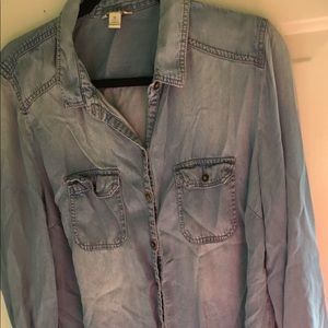 Cato denim shirt. Xl long sleeve light wash. GUC